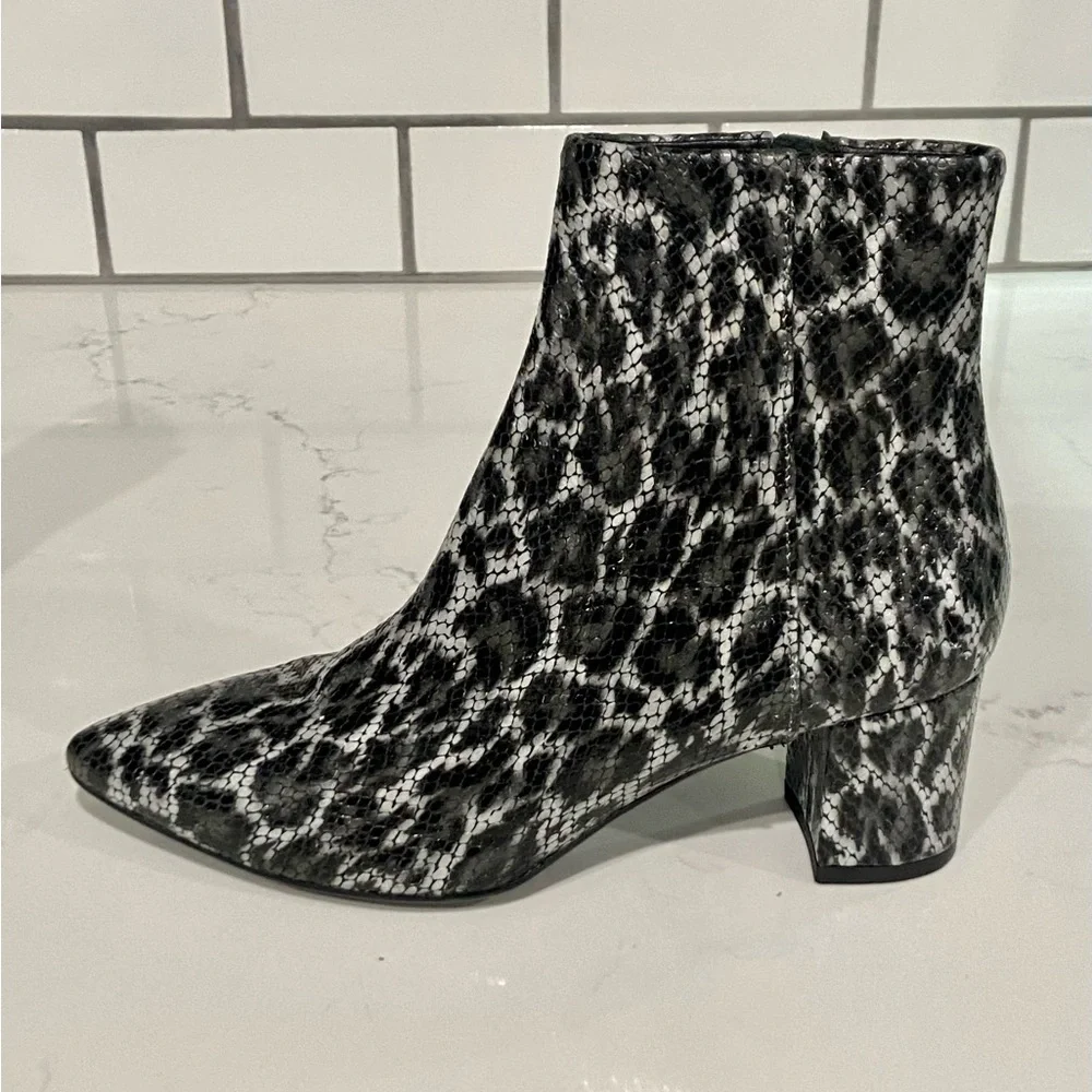 AGL Marette Snake Embossed Leopard Print Leather Ankle Boots Size 36